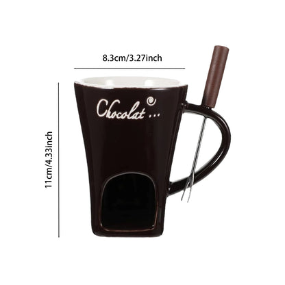 🍫 GlowHome FondueFlame – 130ML Ceramic Fondue Mug with Candle-Heating Base