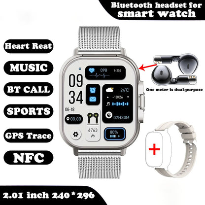 ⌚🎧 GlowTech SyncWear Duo – 2-in-1 Smartwatch with Built-In Bluetooth Earbuds