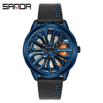 ⌚ GlowDrive RimWatch – 360° Spinning Sport Watch Inspired by Car Rims