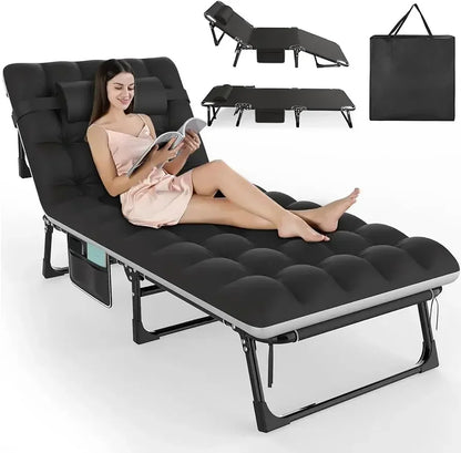 🏕 GlowEscape FlexRest Max – 3-in-1 Folding Camping Bed, Chair & Recliner with Cushion