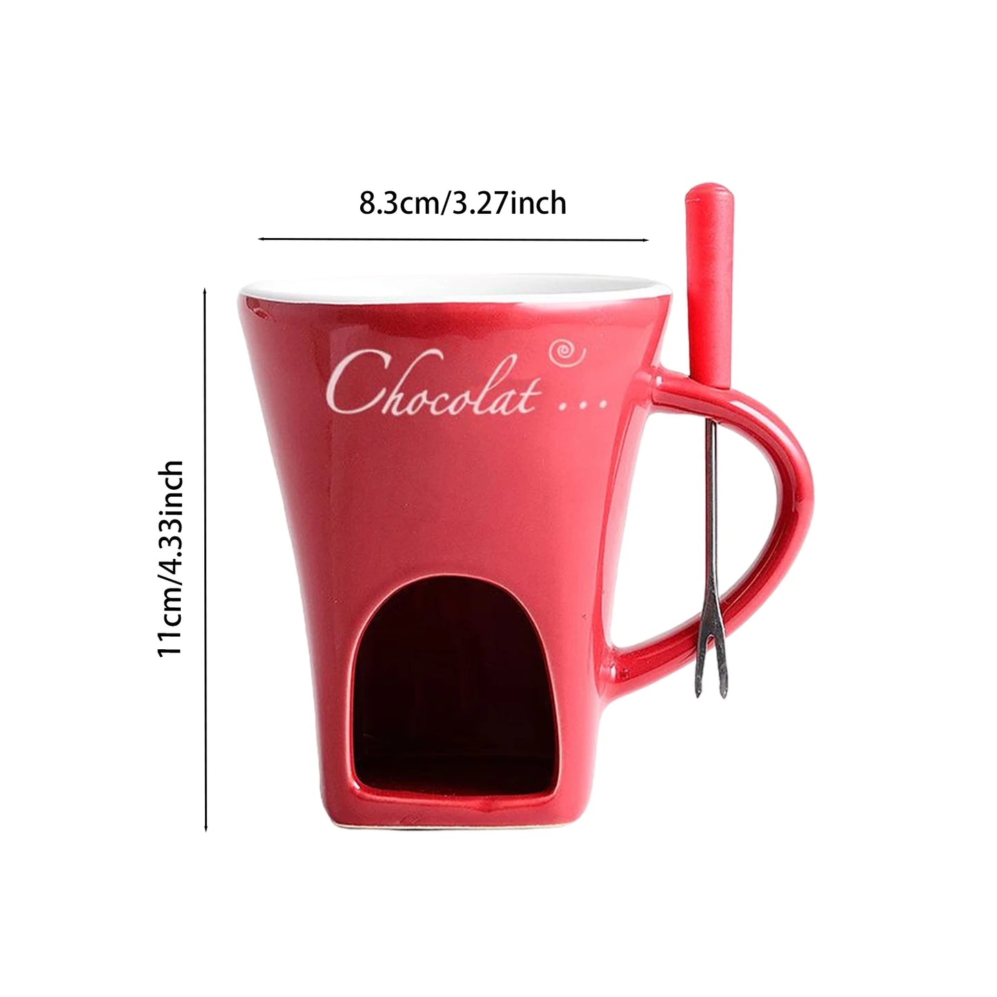 🍫 GlowHome FondueFlame – 130ML Ceramic Fondue Mug with Candle-Heating Base