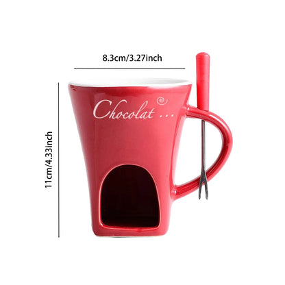 🍫 GlowHome FondueFlame – 130ML Ceramic Fondue Mug with Candle-Heating Base