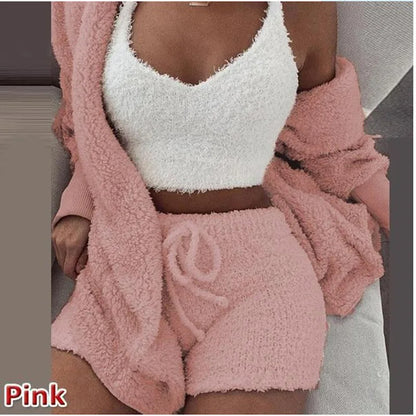 🛋️ GlowLuxe CozySet – 3-Piece Women’s Knit Pajama Lounge Set