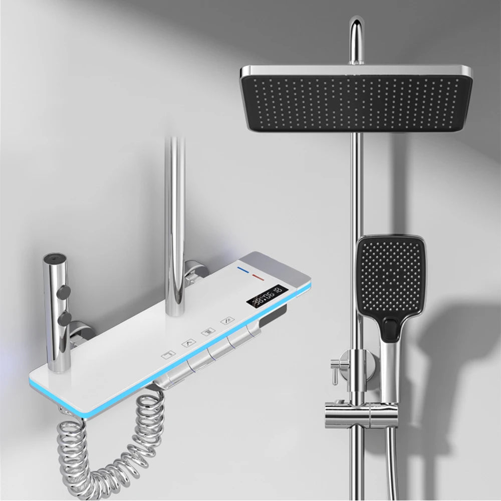 🚿 GlowBath LuxeKeys Shower System – Digital Thermostat Spa Shower with Ambient Lighting