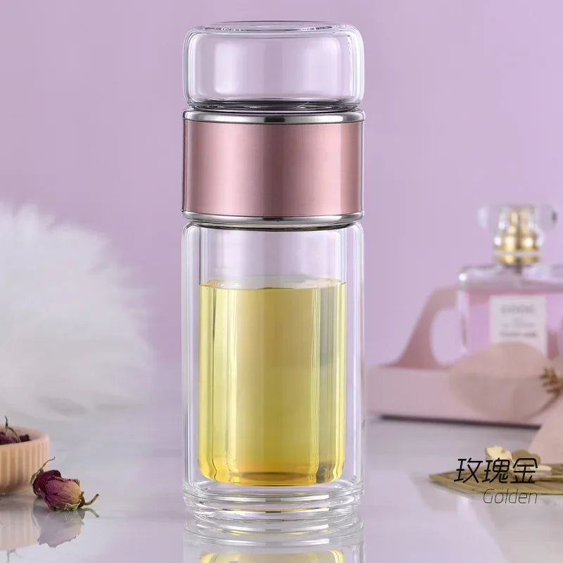🍵 GlowSip InfuseGlass – Double-Layer Tea Infuser Bottle