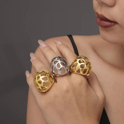 Large aperture hollow exaggerated heavy-duty stainless steel ring