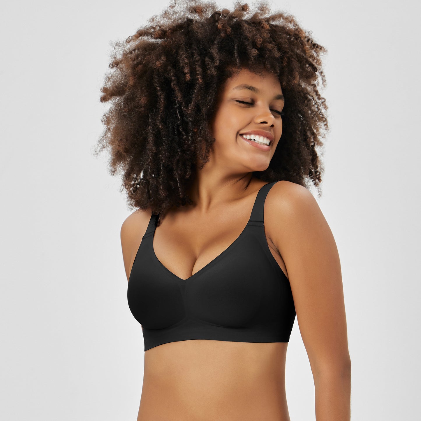 Breathable Push-Up Fixed Cup One-Piece Thin Jelly Stripe Wire-Free Bra