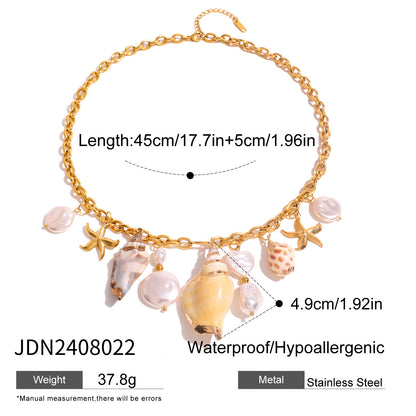 European and American stainless steel necklace with high-end feel collarbone chain ceramic pendant titanium steel jewelry