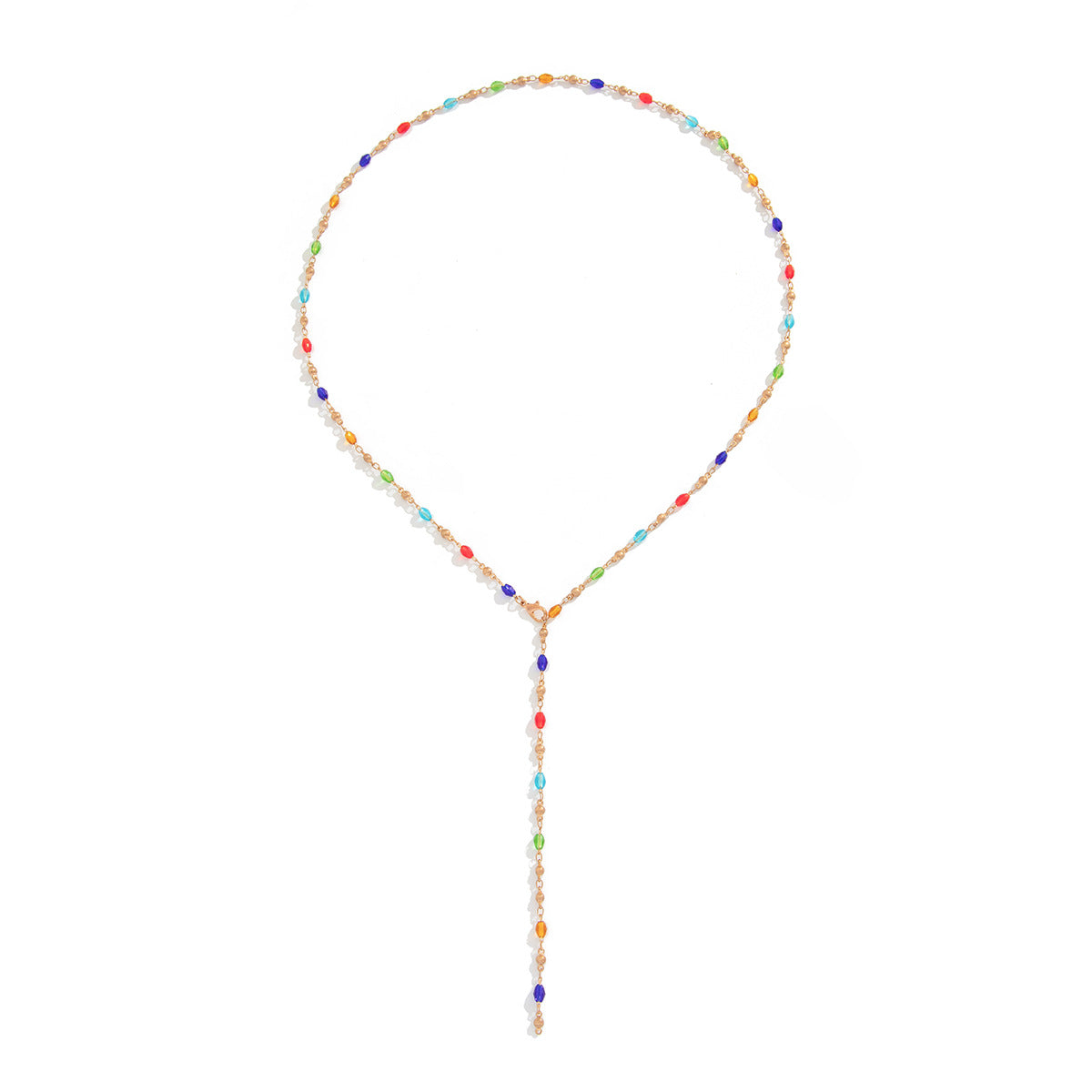 Fashionable tassel Y-shaped chain necklace for women, simple and multi-layered oil dripping bead collarbone chain