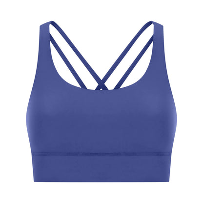Cross back yoga bra brushed bare high-strength shock-absorbing gathering sports vest for women