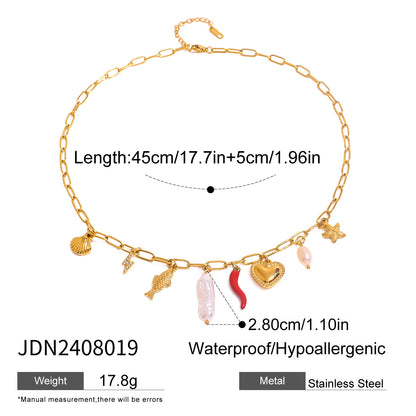 European and American stainless steel necklace with high-end feel collarbone chain ceramic pendant titanium steel jewelry