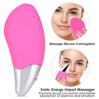 Facial Cleansing Brush Rechargeable Waterproof Silicone Face Brush Sonic Vibration Deep Cleaning Blackhead Remover Anti Aging